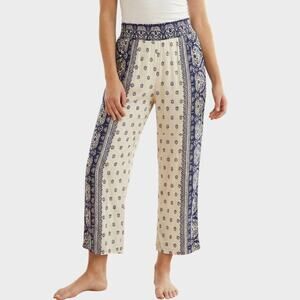 Mudd XL Wide Pallazo Ankle Pants Blue Cream Print 100% Rayon